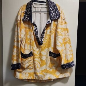 Free People Yellow and White Floral Beach Cover Up